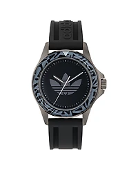 adidas Unisex Analog Black Silicone Watch, 44mm