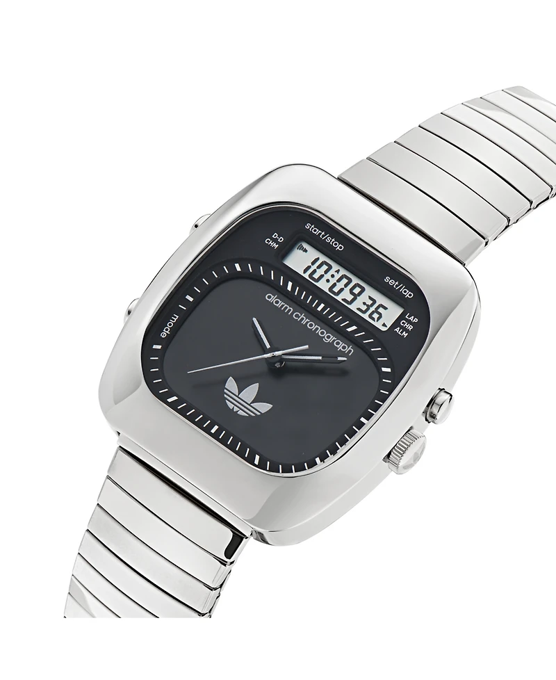 adidas Unisex Analog Silver-Tone Stainless Steel Watch, 37mm
