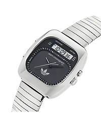 adidas Unisex Analog Silver-Tone Stainless Steel Watch, 37mm