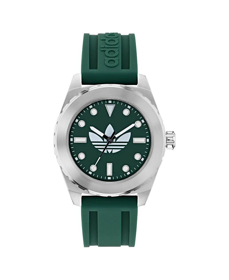 adidas Unisex Analog Green Silicone Watch, 44mm