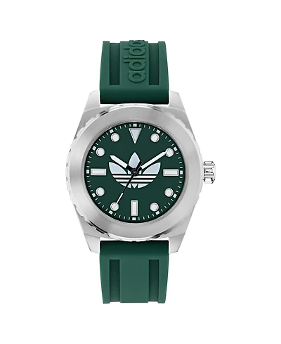 adidas Unisex Analog Green Silicone Watch, 44mm