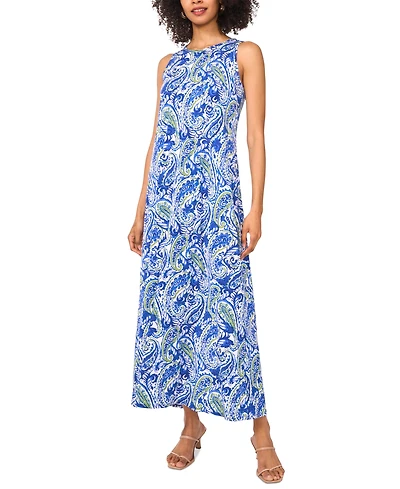 Vince Camuto Women's Paisley-Print Sleeveless Keyhole-Back Crewneck Maxi Dress