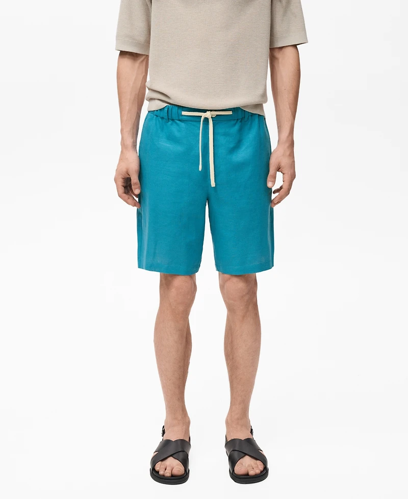 Mango Men's Linen Bermuda Drawstring Shorts