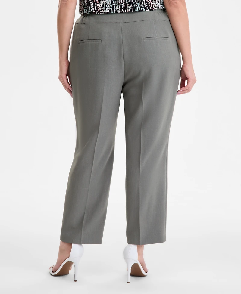 Kasper Plus High-Rise Slim-Leg Pants