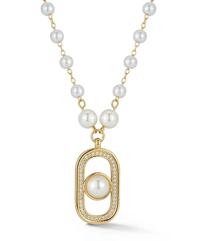 Rachel Zoe Gold Plated Pearl Tag Necklace