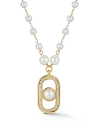 Rachel Zoe Gold Plated Pearl Tag Necklace