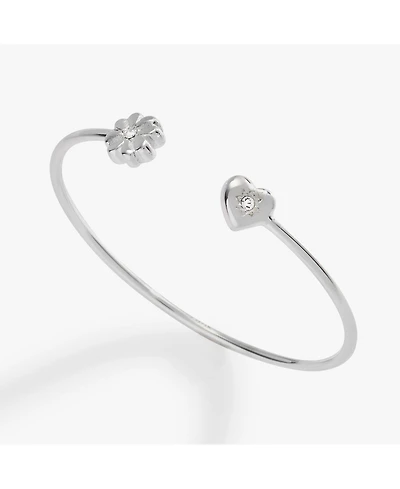 Love Luck Heart And Clover Flex Cuff Bracelet