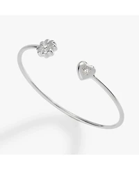 Love Luck Heart And Clover Flex Cuff Bracelet