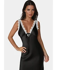Bebe Women's Lace Detail Satin Slip Dress