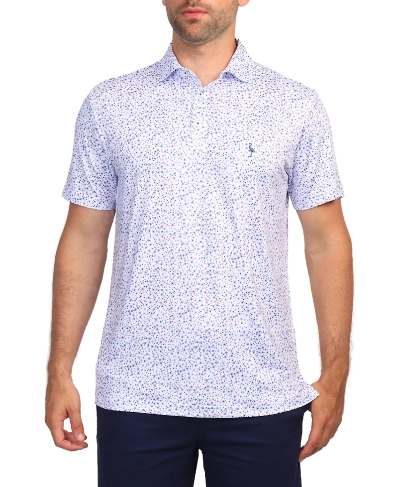 Tailorbyrd Men's Lilac Mini Floral Print Performance Polo for Men