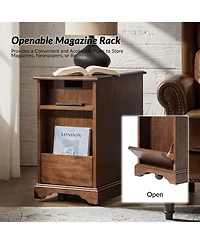 Traditional Mattew End Table with Storage and Built-In Outlets