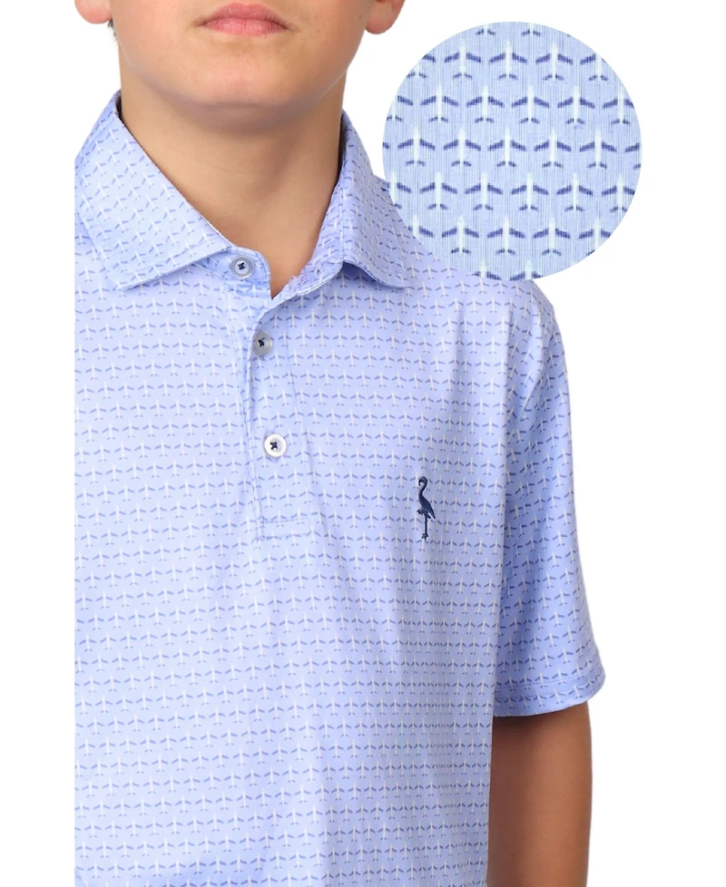 Tailorbyrd Boys Performance Polo with Airplane Print - Cool and Comfortable