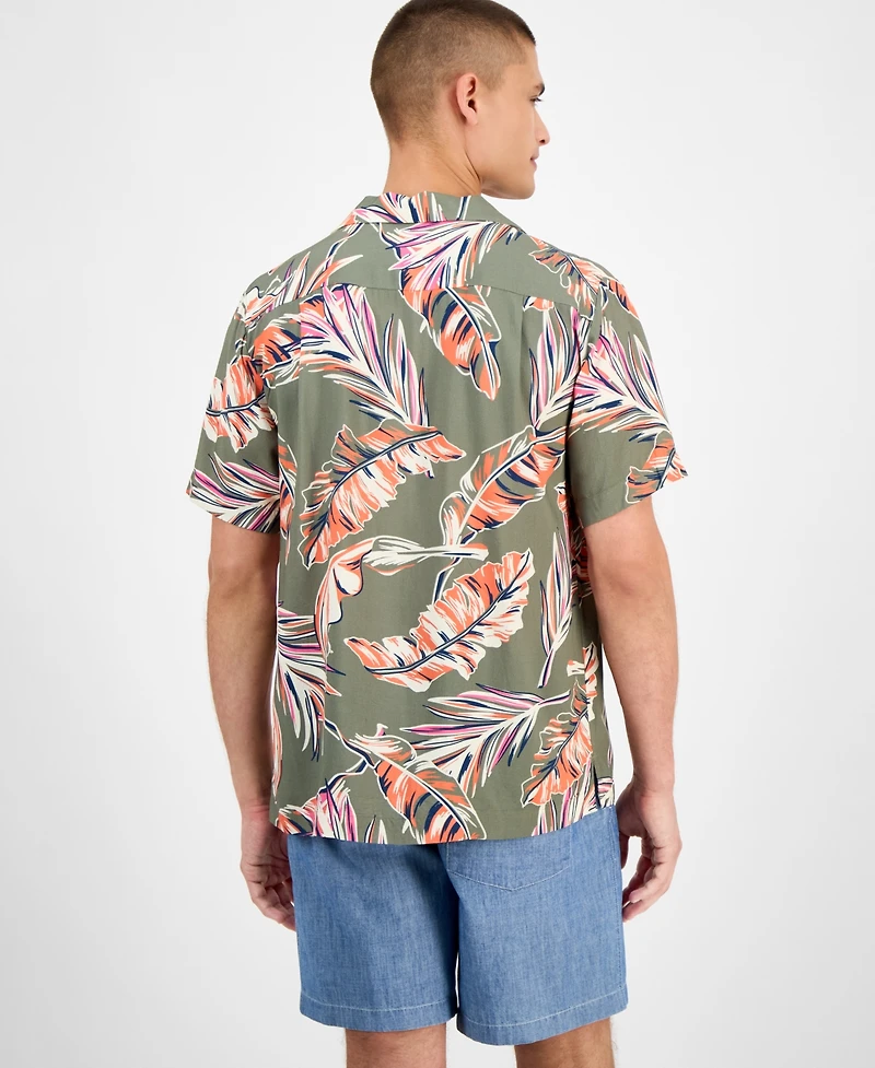 Tommy Hilfiger Men's Regular-Fit Leaf-Print Camp Shirt