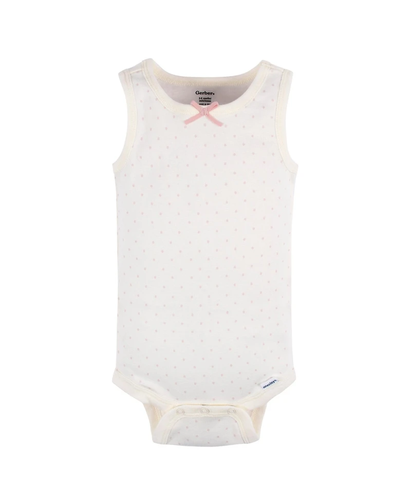 Gerber Baby Girls Sleeveless Flowers Onesies, 5-Pack