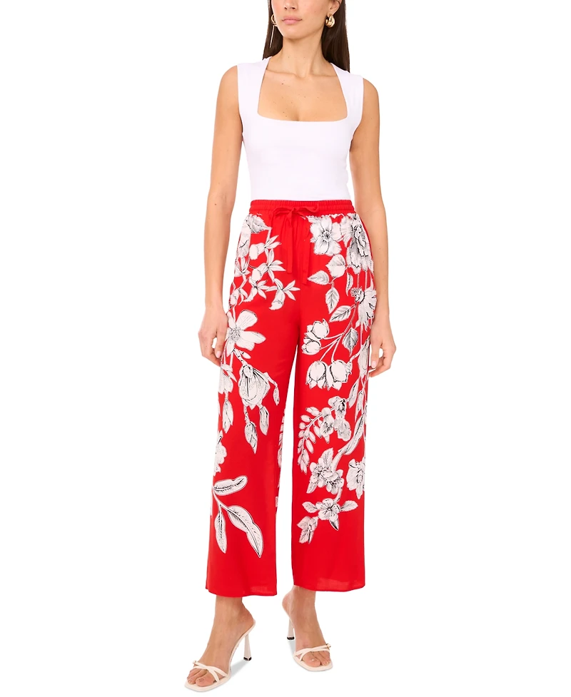 Sam & Jess Women's Printed Pull-On Wide-Leg Pants