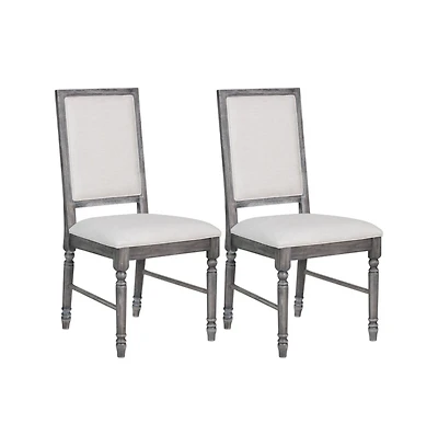 Set of Two Upholstered Linen Dining Side Chairs