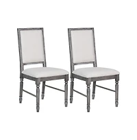 Set of Two Upholstered Linen Dining Side Chairs
