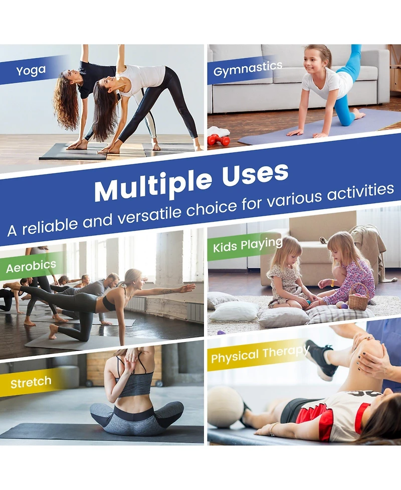 4-Panel Pu Leather Folding Exercise Mat with Carrying Handles-Multicolor