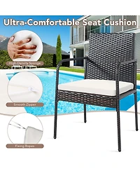 4 Pcs Outdoor Patio Rattan Dining Chairs Cushioned Sofa