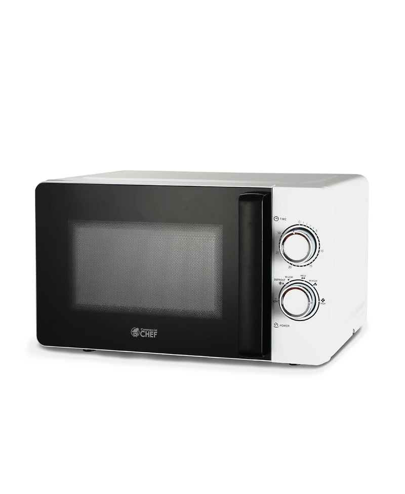 Commercial Chef Small Microwave 0.7 Cu. Ft. Countertop Microwave with Mechanical Control, White Microwave with 6 Power Levels, Outstanding Portable Mi