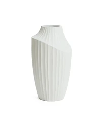 LuxenHome White MgO Modern Abstract Sculpture 20-Inch Tall Vase