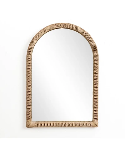 LuxenHome Bamboo Frame Arch Rectangle Accent Wall and Vanity Wall Mirror