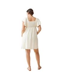 Ingrid + Isabel Maternity Ingrid + Isabel Materniy Madeline Flutter Sleeve Dress Buttermilk Xl