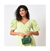 Women's Green Textured Leather Handbag