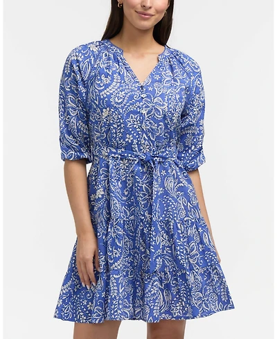 Ellen Tracy Women's Tiered Floral Belted Dress