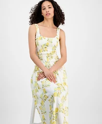 Avec Les Filles Women's Printed Smocked Drop-Waist Maxi Dress