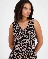 Robbie Bee Petite Animal-Print V-Neck Sleeveless Dress