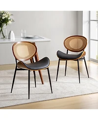 Ema Modern Dining Chair with Curved Wood Backrest,Set of 2