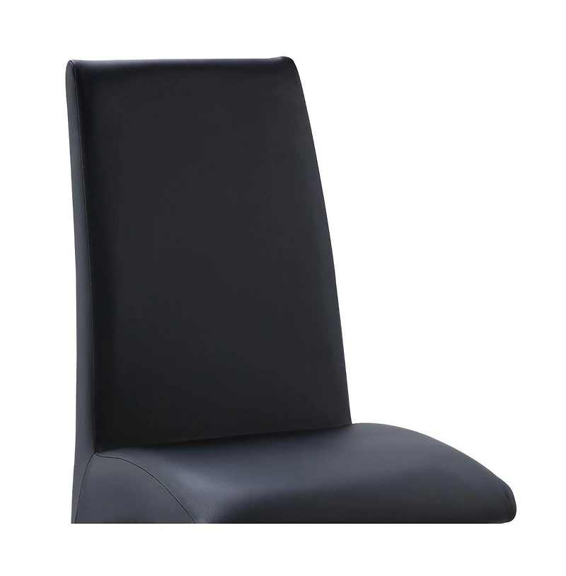 Set of Two Faux Leather Dining Side Chairs with Cushioned Seat and Back
