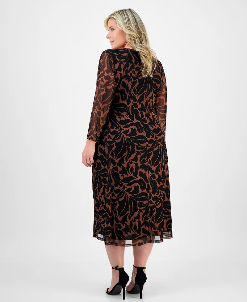 Connected Plus Printed Surplice Side-Tie Dress