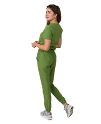 Medgear Women's Olivia 4 Pocket Top Gathered Jogger Pants Set
