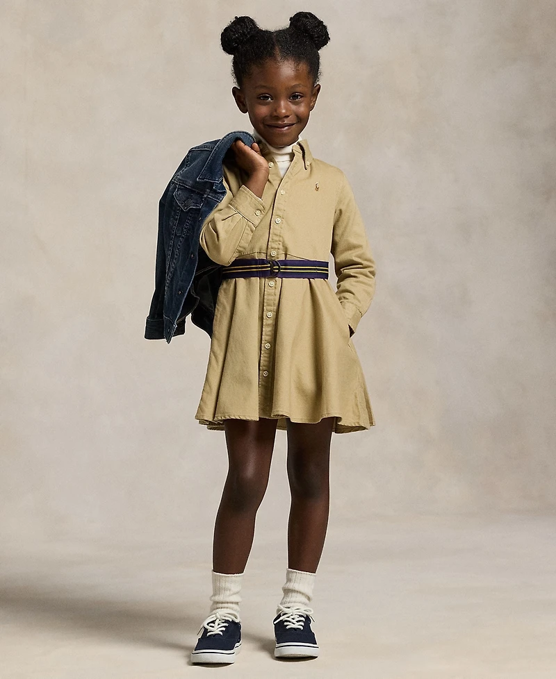 Polo Ralph Lauren Toddler and Little Girls Belted Chino Cotton Shirtdress
