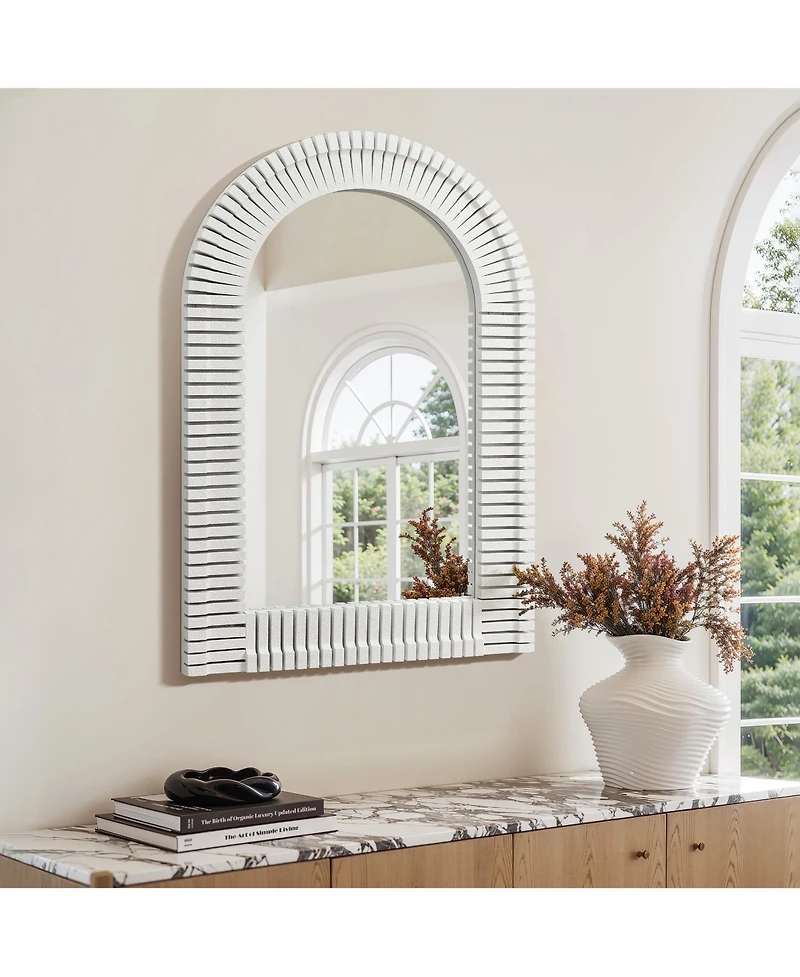 LuxenHome White Arch Rectangle 36-Inch Tall Wall Mirror, Accent and Vanity