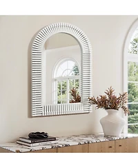 LuxenHome White Arch Rectangle 36-Inch Tall Wall Mirror, Accent and Vanity