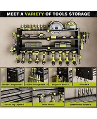 Hausource 4 Tier Power Tool Organizer Shelving Wall Mount Utility Storage Rack，Black