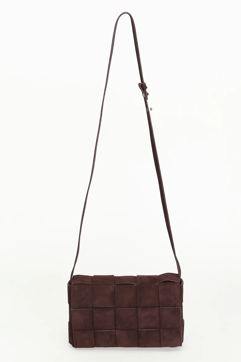 Women's Woven Suede Shoulder Bag