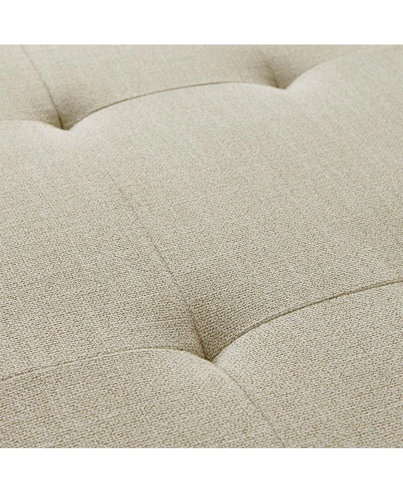 Upholstered Storage Bench with Tufted Split Top and Solid Wood Legs for Entryway or Bedroom-The Pop Home