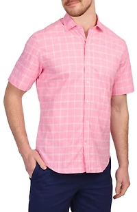 Tb Marketplace Men's Cotton Windowpane Short Sleeve Shirt - Lightweight and Stylish