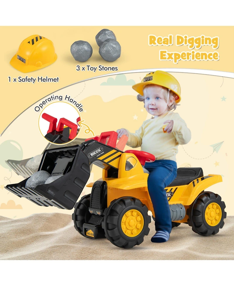 Kids Ride On Bulldozer Toy Play Truck with Adjustable Bucket Aged 3+ Years Old