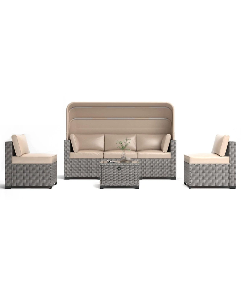 Mondawe 6 Pieces Patio Furniture Sets for Garden Poolside Backyard-3