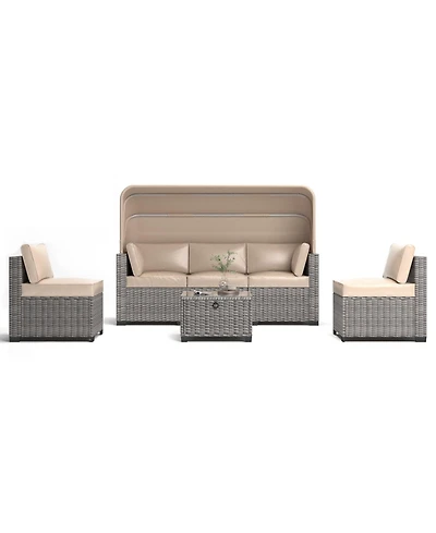 Mondawe 6 Pieces Patio Furniture Sets for Garden Poolside Backyard-3