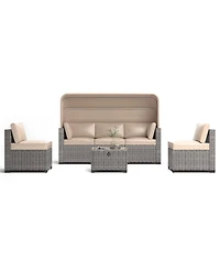 Mondawe 6 Pieces Patio Furniture Sets for Garden Poolside Backyard-3