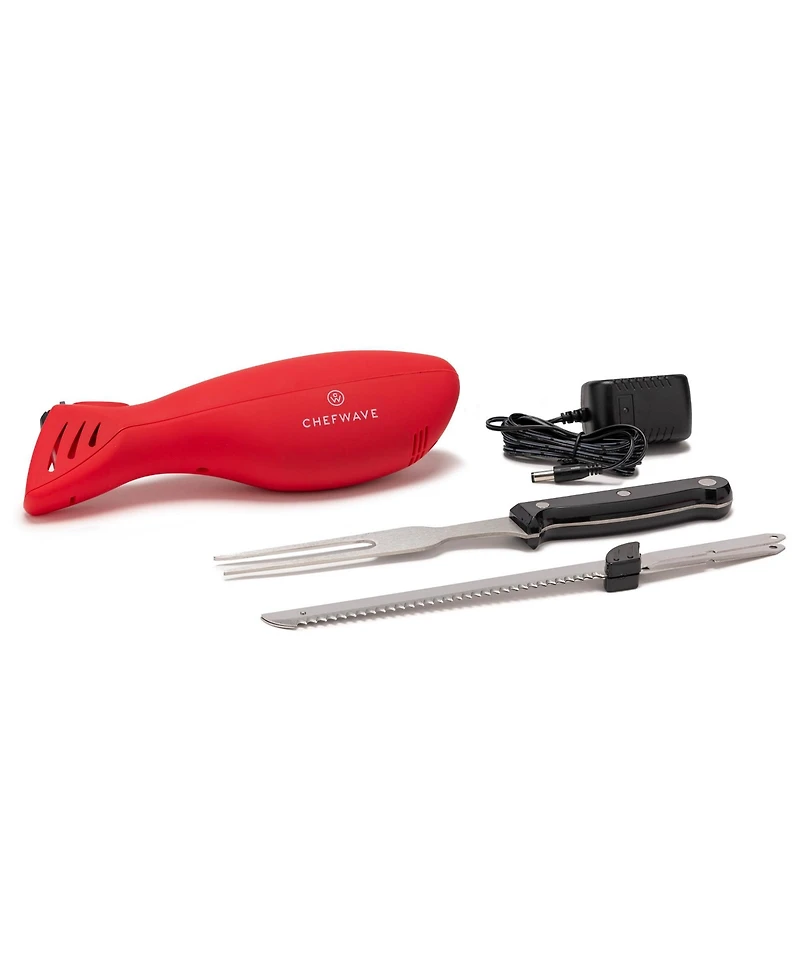 ChefWave Cordless Rechargeable Electric Knife with 4 Serrated Blades
