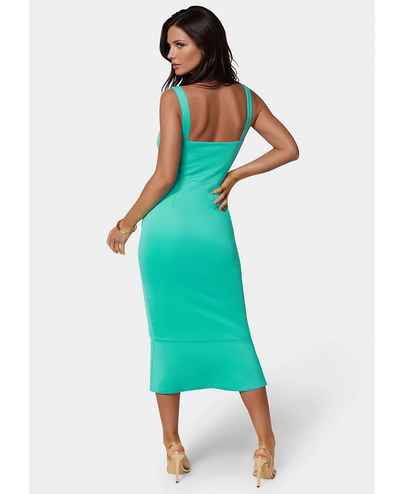 Bebe Women's Scuba Bustier Ruffle Wrap Dress