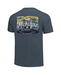 Image One Women's Navy Michigan Wolverines Comfort Colors Campus Scene Drawing Script T-Shirt