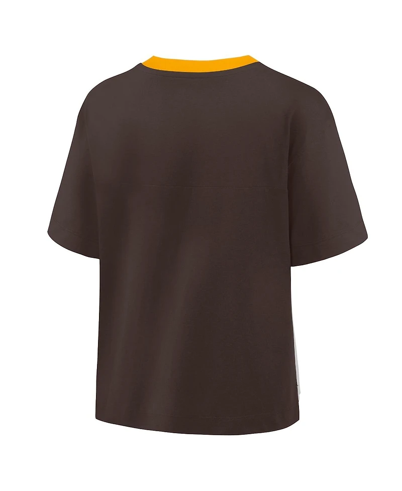Fanatics Women's Brown/Graphite San Diego Padres Oversized Race To Win V-Neck T-Shirt